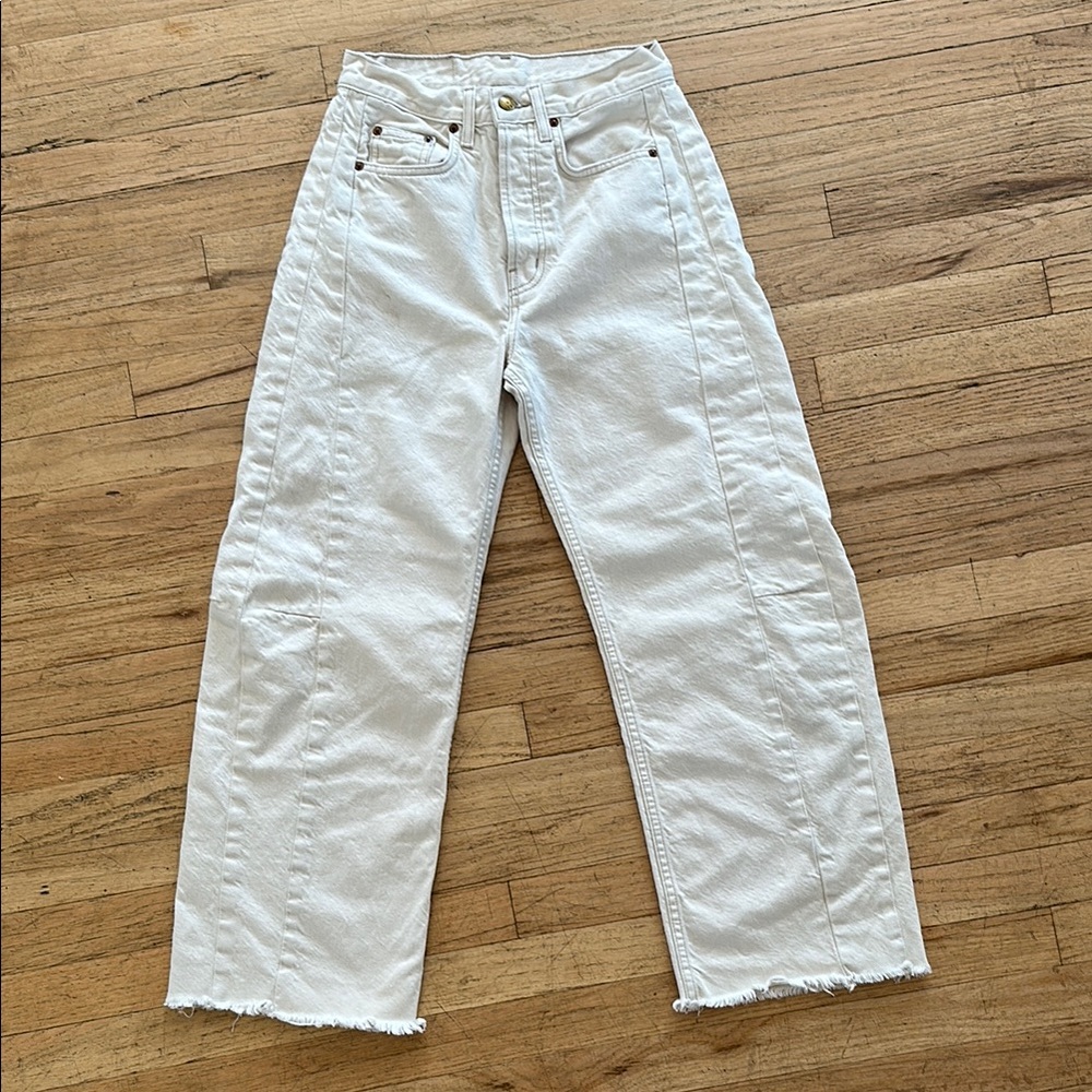 B SIDES White High-Waist Straight Leg Jeans